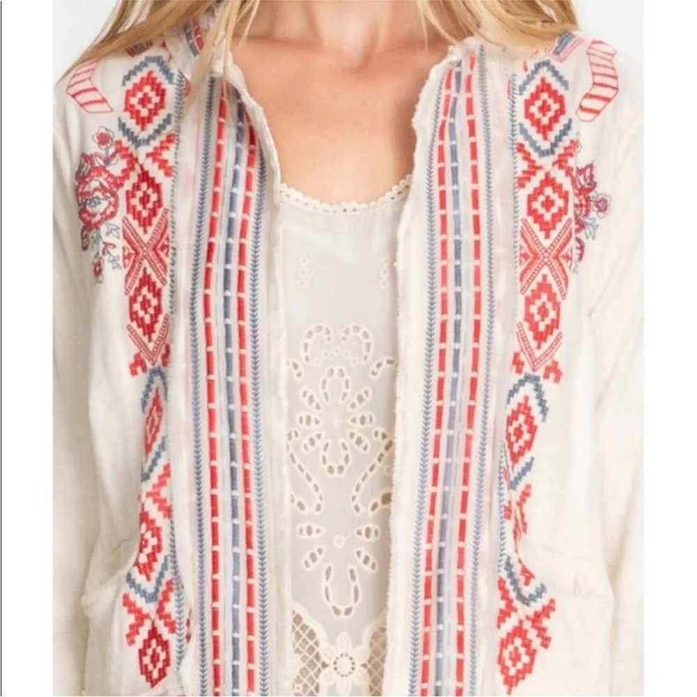 JOHNNY WAS Yatzil Embroidered Fringe Jacket in Vanilla Size L - Picture 13 of 14
